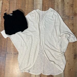 Painted Threads Large Knit Boho Cardigan Bundle Flowy Dolman Loose Solid Neutral